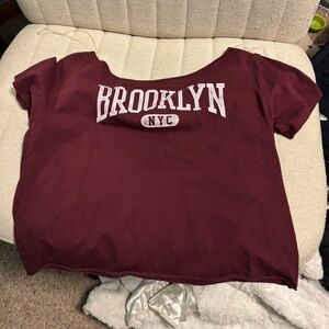 Hollister Maroon Brooklyn NYC Off The Shoulder Shirt.